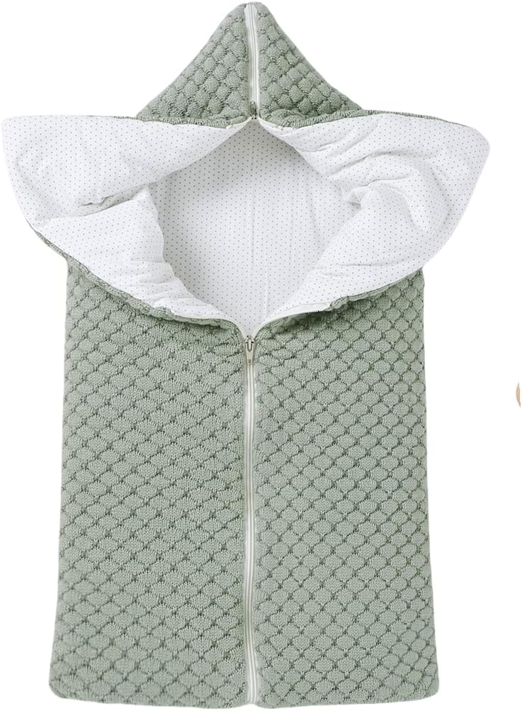 LLmoway Baby Receiving Blanket Boys Girls Soft Knit Swaddle Warm Newborn Wrap Sleeping Bag for Infant 0-12 Months Green - Image 1